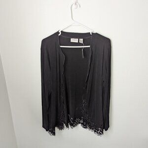 NWT Chico's Platinum Garden Grove Black Jacket, 3 (XL, 16)